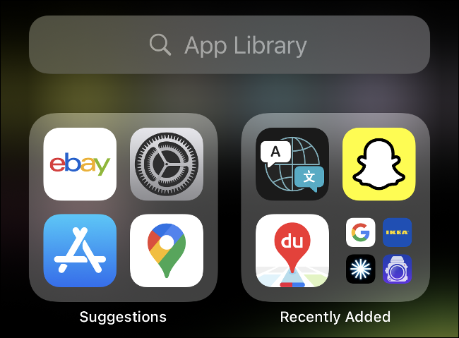 iOS 14 "Biblioteca de aplicaciones".