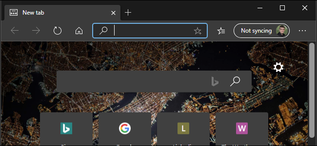 Modo oscuro habilitado en el nuevo Microsoft Edge basado en Chromium.