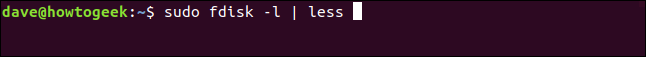 fdisk -l en una ventana de terminal