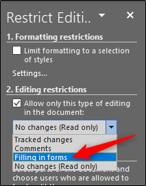 restricciones de edición cumplimentando formularios