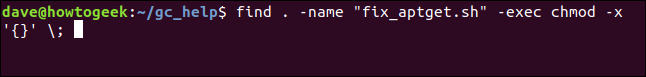 encontrar .  -nombre "fix_aptget.sh" -exec chmod -x '{}' \;  en una ventana de terminal
