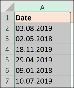 Fechas con un separador de punto completo