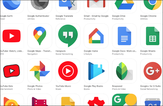 Los iconos de todas las aplicaciones de Google para iOS.