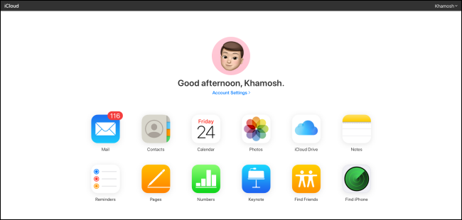 sitio web de iCloud
