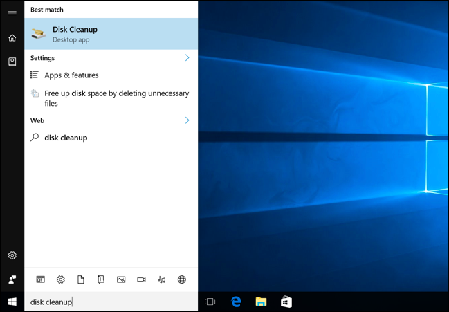 Lanzamiento del Liberador de espacio en disco en Windows 10