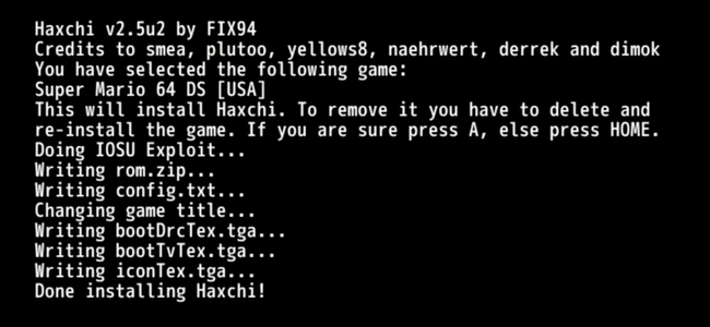 Wii U Homebrew haxchi terminó de instalarse