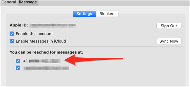 imessage on mac phone number