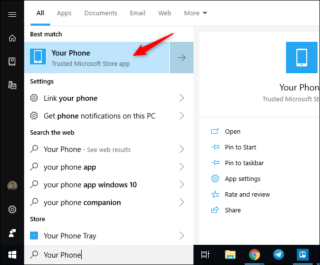 Cómo iniciar la aplicación Your Phone en Windows 10