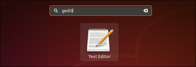 Ejecutar gedit desde el menú de aplicaciones en el escritorio GNOME de Ubuntu