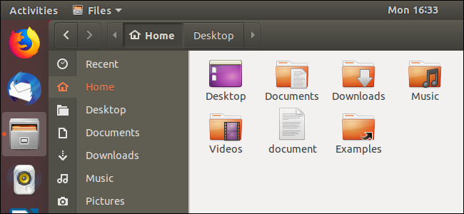 Escritorio GNOME de Ubuntu 18.04 que muestra una ventana del navegador de archivos.
