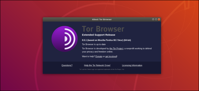 Pantalla de bienvenida del navegador Tor en el escritorio de Ubuntu