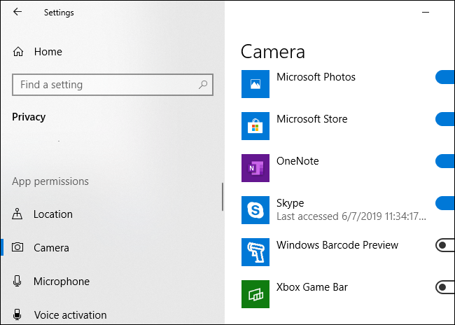 Windows 10 muestra qué aplicaciones han usado la cámara de su PC