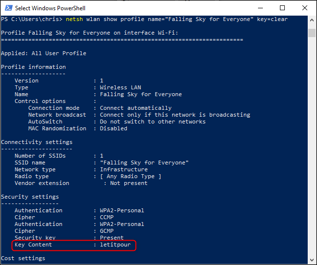 Encontrar una contraseña de Wi-Fi guardada desde la línea de comandos de Windows