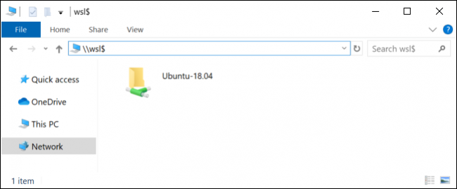 Windows 10 muestra la ubicación de red \\ wsl $ en el Explorador de archivos