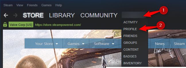 Abriendo su perfil en Steam