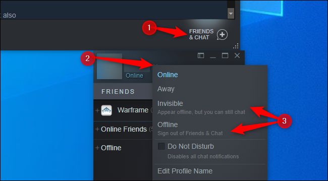 Desconectarse o ser invisible en el chat de Steam
