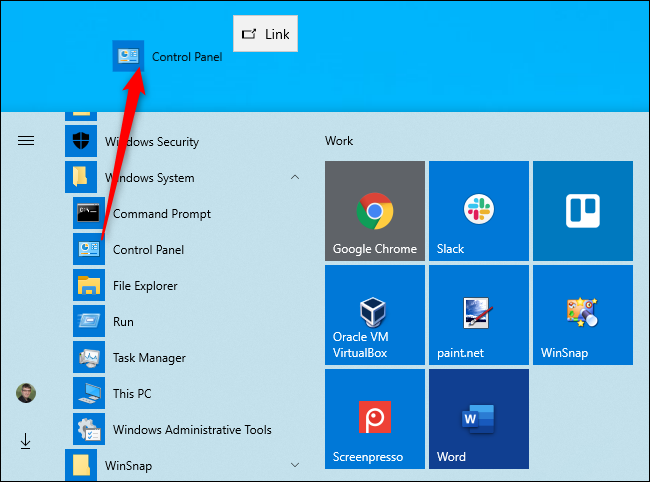 Creación de un acceso directo en el escritorio al Panel de control en Windows 10