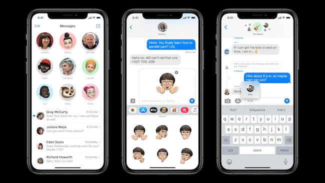 Aplicación iOS 14 Messages con conversaciones ancladas, nuevas funciones grupales y mensajes en línea