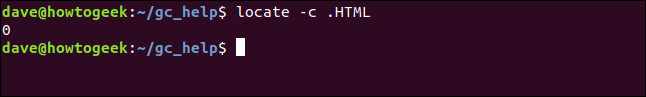 localizar -c .HTML en una ventana de terminal