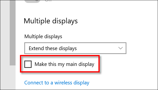 Haga de un monitor su pantalla principal en Windows 10