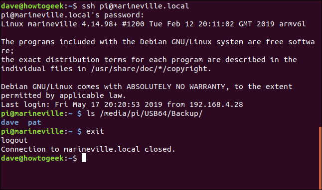 ssh a una frambuesa pi en una ventana de terminal