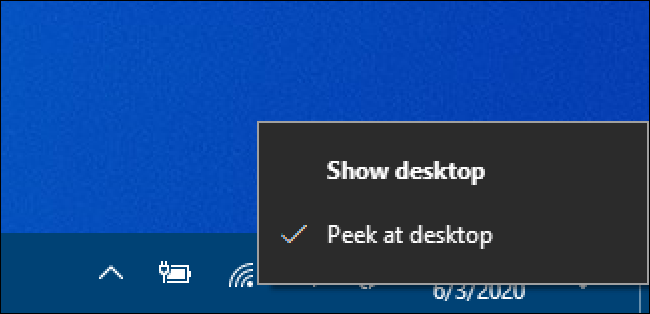 Menú contextual del botón derecho del escritorio de Windows 10 Show - Marque al lado de la vista en el escritorio