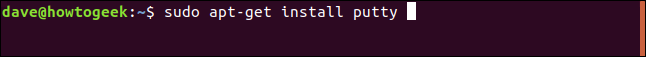 sudo apt-get install putty en una ventana de terminal