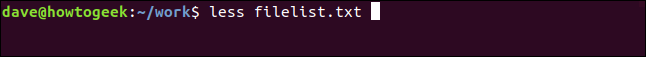 "less filenames.txt" en una ventana de terminal.