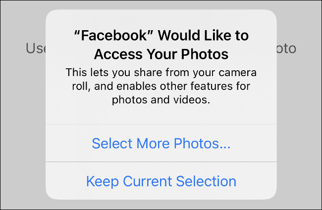 Toca "Seleccionar más fotos" en el mensaje de permisos de la aplicación.