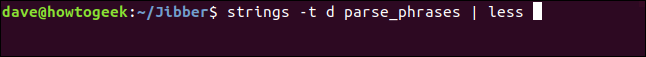 strings -td parse_phrases |  menos en una ventana de terminal