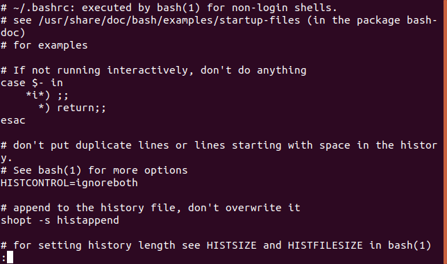 cat .bashrc |  Menos en una ventana de terminal