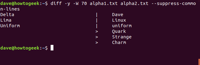 comando diff en una ventana de terminal