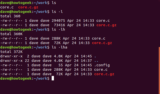 comando ls en una ventana de terminal