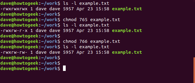 comando chmod en una ventana de terminal