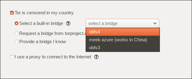 opciones de configuración del puente