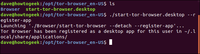 cd / opt / tor-browser_en-US en una ventana de terminal
