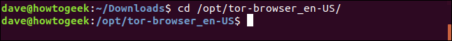 cd / opt / tor-browser_en-US en una ventana de terminal