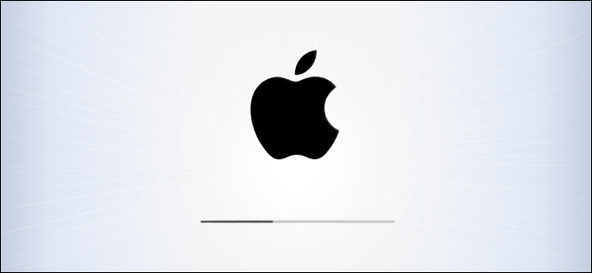El logotipo de Apple en la pantalla de actualización de iPad y iPhone OS.