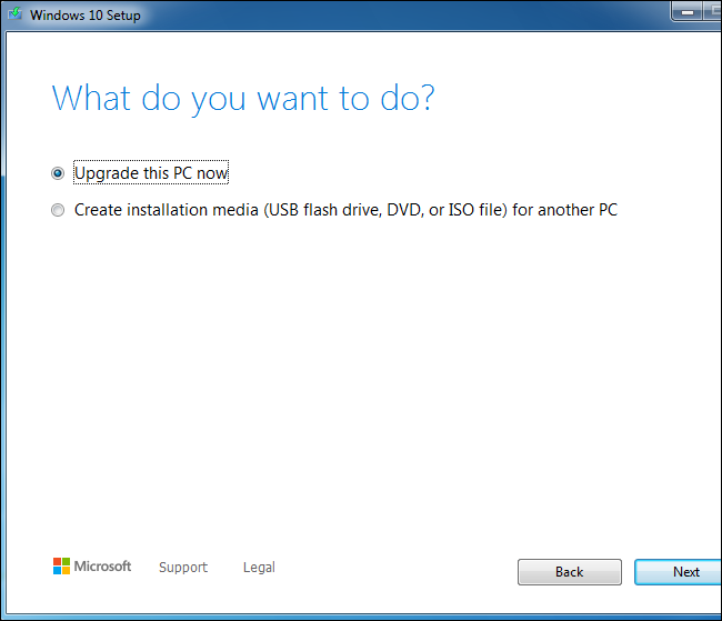 Usar la herramienta de configuración de Windows 10 para actualizar un sistema Windows 7.
