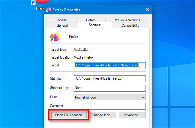 Para encontrar el archivo EXE de una aplicación, haga clic con el botón derecho en un acceso directo y haga clic en "Abrir ubicación de archivo" en la ventana Propiedades en Windows 10.