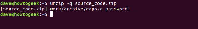 el comando descomprimir con contraseña en una ventana de terminal