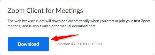 Haga clic en "Descargar" en el sitio web de Zoom. 