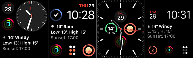 Las esferas de reloj Modular, Modular Compact, Infograph Modular y Meridian para las complicaciones.