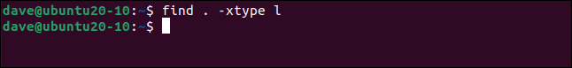 encontrar .  -xtype l en una ventana de terminal.