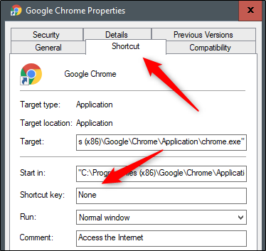 Sin tecla de atajo para Google Chrome