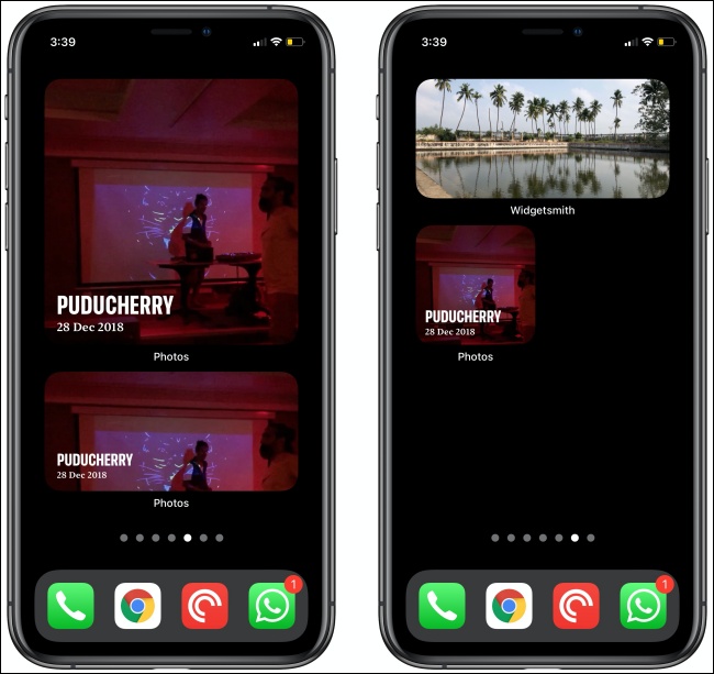 Fotos Widgets en dos iPhones.