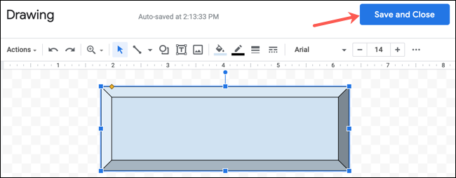 Haga clic en Guardar y cerrar para un dibujo en Google Docs