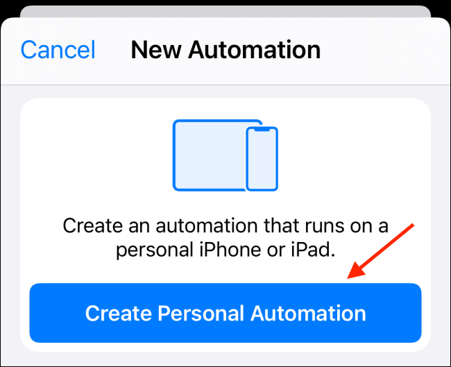 Toca Crear automatización personal