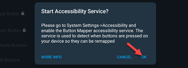 Haga clic en "Aceptar" en "¿Iniciar servicio de accesibilidad?"  rápido.
