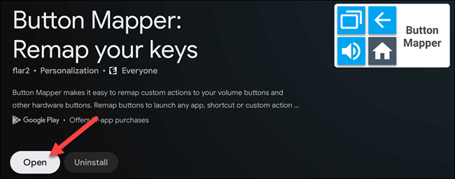 Seleccione "Abrir" para iniciar "Mapper de botones".